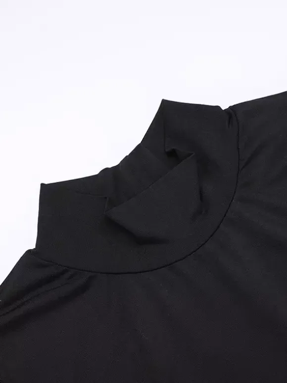 Backless Maxi Dress For Women - Butterfly Detail Mock Neck Black Bodycon Long Dress - Summer Night Out Clubwear 2026