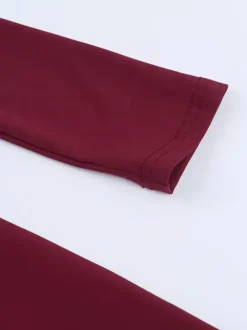 Backless Flare Jumpsuit For Women - Wine Red Sexy Long Sleeve Bodycon Romper - Spring Streetwear 2026