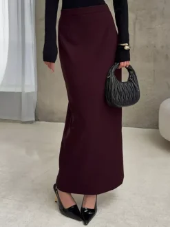 Back Slit Women Maxi Skirt - Elegant High Waist Straight Column - Quiet Luxury Office Wear 2026