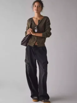 Baggy Cargo Jeans For Women - Washed Retro Y2K Low Rise Drawstring Wide Leg Pants - Spring Streetwear 2026