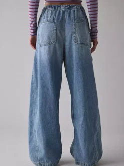 Baggy Cargo Jeans For Women - Washed Retro Y2K Low Rise Drawstring Wide Leg Pants - Spring Streetwear 2026