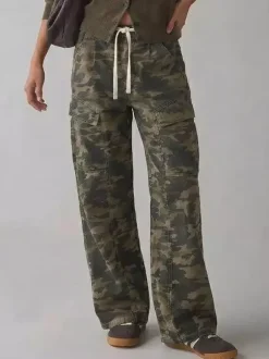 Baggy Cargo Jeans For Women - Washed Retro Y2K Low Rise Drawstring Wide Leg Pants - Spring Streetwear 2026