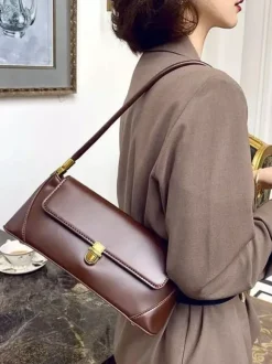 Baguette Bag Faux Leather Slim Shoulder Bag For Women 2026