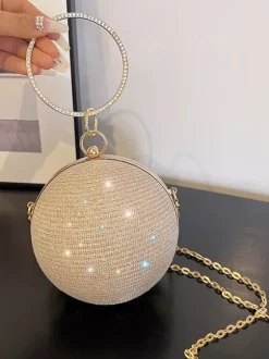 Ball Crossbody Bag With Chain Shiny Evening Handbag For Women 2026