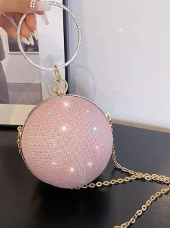 Ball Crossbody Bag With Chain Shiny Evening Handbag For Women 2026