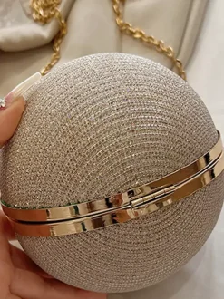 Ball Crossbody Bag With Chain Shiny Evening Handbag For Women 2026