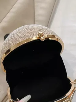 Ball Crossbody Bag With Chain Shiny Evening Handbag For Women 2026