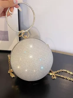 Ball Crossbody Bag With Chain Shiny Evening Handbag For Women 2026