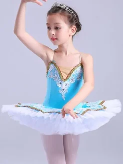 Ballerina Dress Gilrs Latin Dance Costume Kids Training Tutu Dancing Dresses