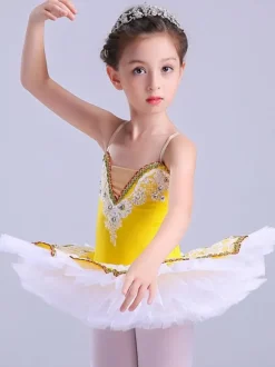 Ballerina Dress Gilrs Latin Dance Costume Kids Training Tutu Dancing Dresses