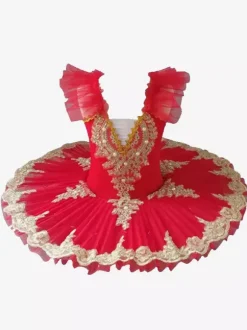 Ballerina Swan Lake Costume Dress Tutu Ruffle Sleeve Light Sky Blue Girl's Kid's Ballerina Ruffles Pearls Lace Floral Print Polyester Dress Dancing Wear
