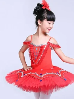 Ballerina Dress Gilrs Latin Dance Costume Kids Light Sky Blue Training Tutu Dancing Dresses