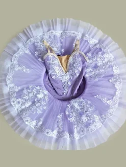 Ballet Dance Costume Kids Purple Beaded Applique Ballerina Tutu Dresses