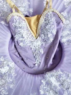 Ballet Dance Costume Kids Purple Beaded Applique Ballerina Tutu Dresses