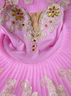Ballet Dance Costume Pink Lace Embroidered Beaded Tutu Ballerina Dress