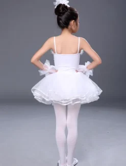 Ballet Dance Costumes 2026 White Strappy Rhinestones Beaded Slim Fit Tutu Dresses