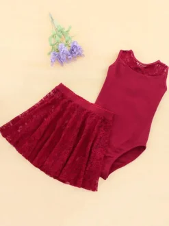 Ballet Dance Costumes Black Sleeveless Ballerina Leotards With Skirt
