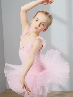 Ballet Dance Costumes Lilac Sleeveless Slim Fit Ballerina Tutu Dresses For Kids