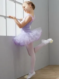Ballet Dance Costumes Lilac Sleeveless Slim Fit Ballerina Tutu Dresses For Kids
