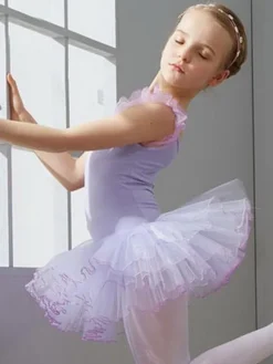 Ballet Dance Costumes Lilac Sleeveless Slim Fit Ballerina Tutu Dresses For Kids