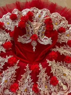 Ballet Dance Costumes Pink Girl's Kid's Ballerina Lace Flowers Polyester Dress Dress Dancing Wear