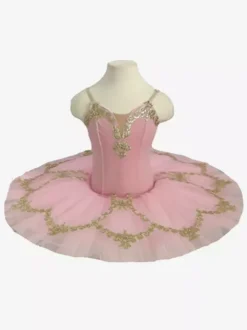 Ballet Dance Costumes Pink Girl's Kid's Ballerina Ruffles Lace Polyester Dress Dancing Wear