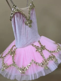 Ballet Dance Costumes Pink Girl's Kid's Ballerina Ruffles Lace Polyester Dress Dancing Wear