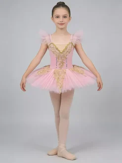 Ballet Dance Costumes Pink Girl's Kid's Ballerina Lycra Spandex Dress Dress Dancing Wear
