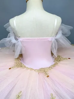 Ballet Dance Costumes Pink Girl's Embroidery Ballerina Polyester Dress Dancing Wear