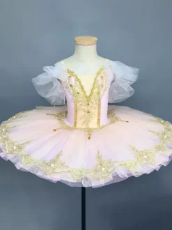 Ballet Dance Costumes Pink Girl's Embroidery Ballerina Polyester Dress Dancing Wear