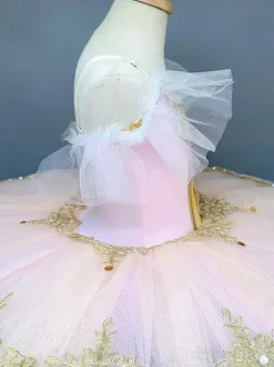 Ballet Dance Costumes Pink Girl's Embroidery Ballerina Polyester Dress Dancing Wear