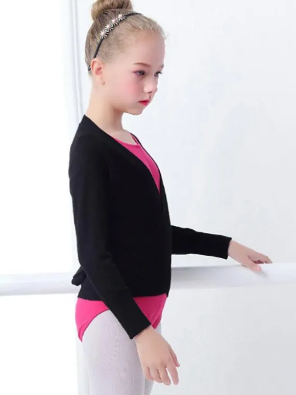 Ballet Dance Costumes Pink Women's Kid's Dancer Pleated Lace up Artwork Pleated Cotton Blend Overcoat Top dancing wear