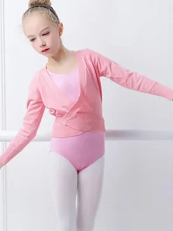 Ballet Dance Costumes Pink Women's Kid's Dancer Pleated Lace up Artwork Pleated Cotton Blend Overcoat Top dancing wear