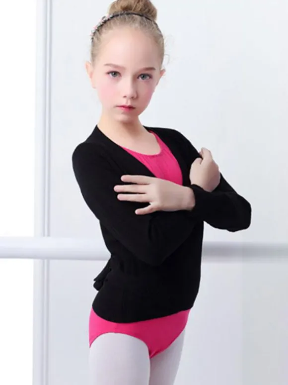 Ballet Dance Costumes Pink Women's Kid's Dancer Pleated Lace up Artwork Pleated Cotton Blend Overcoat Top dancing wear