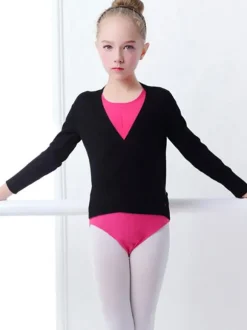 Ballet Dance Costumes Pink Women's Kid's Dancer Pleated Lace up Artwork Pleated Cotton Blend Overcoat Top dancing wear