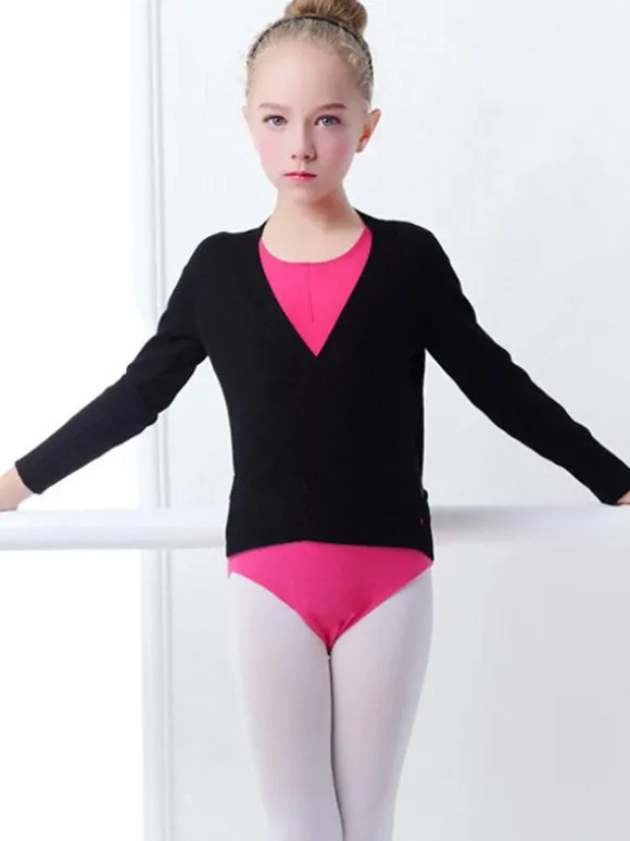 Ballet Dance Costumes Pink Women's Kid's Dancer Pleated Lace up Artwork Pleated Cotton Blend Overcoat Top dancing wear