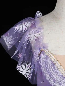Ballet Dance Costumes Purple Women's Kid's Ballerina Ruffles Lace Floral Print Polyester Dress Dancing Wear