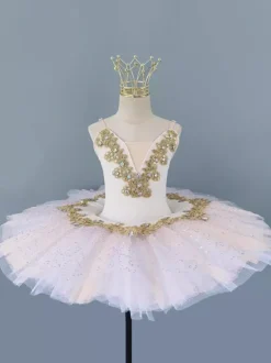 Ballet Dance Costumes Salmon Women's Kid's Ballerina Applique Jumper Skirt Tunic Dancing Wear