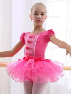 Ballet Dance Dress Costume For Kids Lilac Bow Leotard Performance Tutu Dress