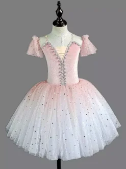 Ballet Dance Skirt Ballerina Sequins Kids Dance Performance