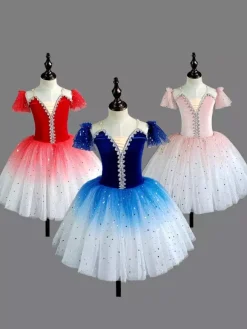 Ballet Dance Skirt Ballerina Sequins Kids Dance Performance