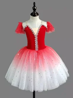 Ballet Dance Skirt Ballerina Sequins Kids Dance Performance