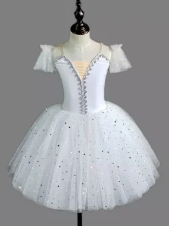 Ballet Dance Skirt Ballerina Sequins Kids Dance Performance