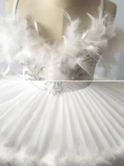 Ballet Dress Black Girl's Kid's Ballerina Feathers Ruffles Lace Polyester Dress Dancing Wear