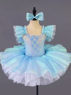 Ballet Dress Bow Violet Girl's Ballerina Polyester Dress Dancing Wear