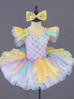 Ballet Dress Bow Violet Girl's Ballerina Polyester Dress Dancing Wear