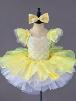 Ballet Dress Bow Violet Girl's Ballerina Polyester Dress Dancing Wear