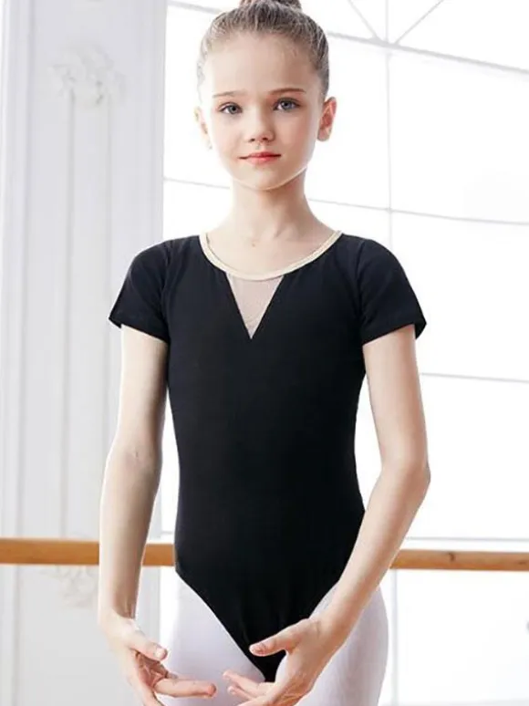 Ballet Dress Green Women's Kid's Ballerina Pleated Cut Out Color Block Shaping Lycra Spandex Jumpsuit Jumpsuit dancing wear