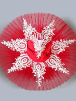 Ballet Dress Lace Pleated Ballerina Dresses Red Ballet Dance Costumes