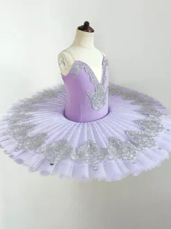 Ballet Dress Light Sky Blue Women's Adult's Ballerina Ruffles Lace Polyester Dress Dancing Wear